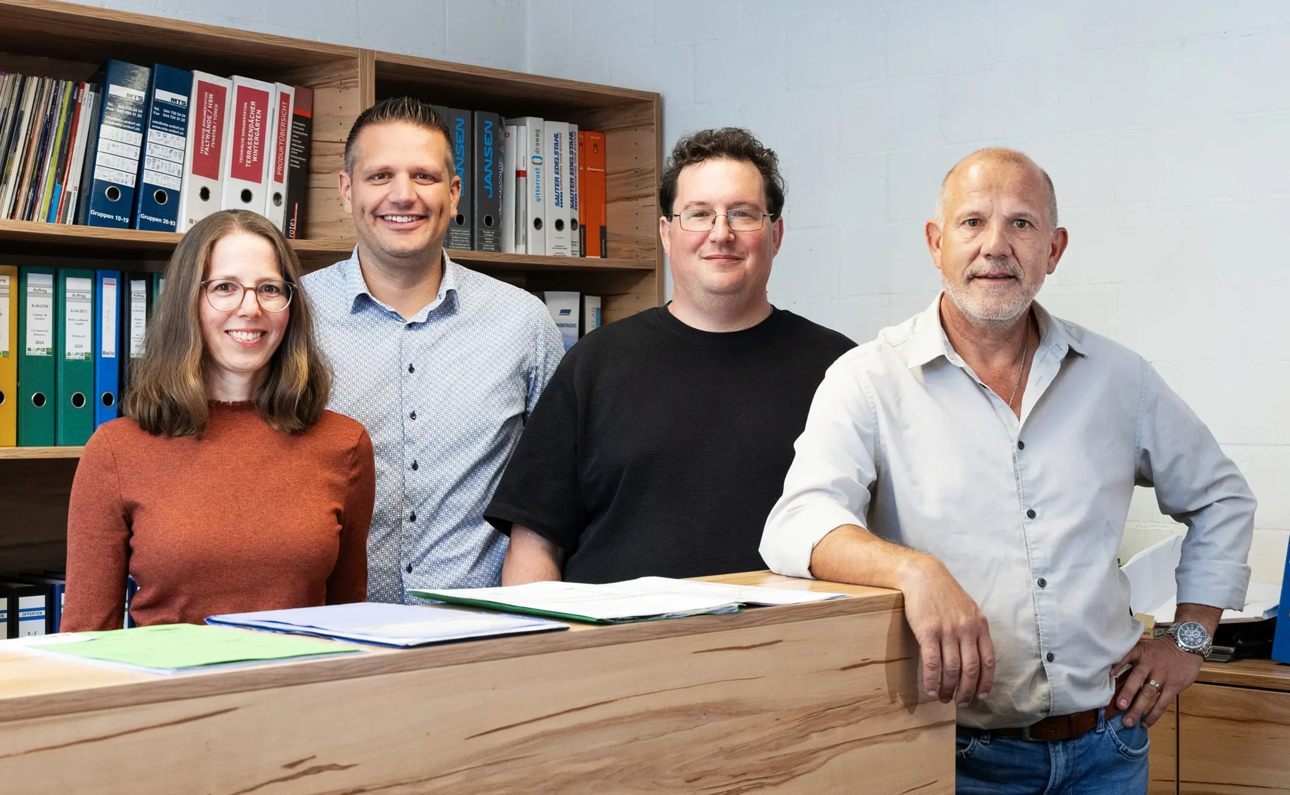 Ansprechpartner der Safiz AG Metallbau: Armin Hasler, Peter Fischbacher, Thomas Näf, Susanne Fürst